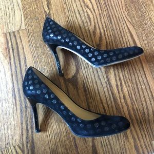 Kate Spade 7.5 B black polka dot high heels